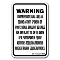 Signmission Safety Sign, 18 in Height, Aluminum, 12 in Length, Equine - Pennsylvania A-1218 Equine - Pennsylvania